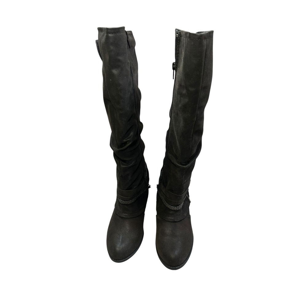 Jellypop Treasure Black Slouchy Knee High Boots Buckle Chain Detail 7.5M 732562 - Picture 2 of 10